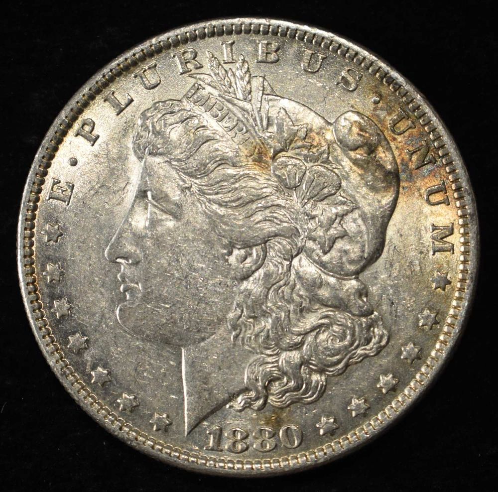 1880-O MORGAN DOLLAR AU. TOP RATED AUCTION HOUSE ESTIMATE $100 - $130.