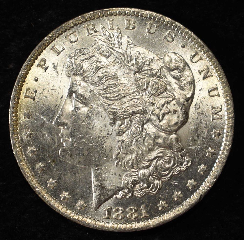 1881-O MORGAN DOLLAR BU. LEADERS IN ON-LINE AUCTIONS ESTIMATE $100 - $130.