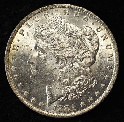 1881-O MORGAN DOLLAR BU. LEADERS IN ON-LINE AUCTIONS ESTIMATE $100 - $130.