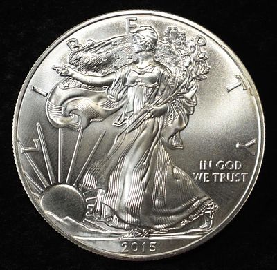 2015 AMERICAN SILVER EAGLE. LEADERS IN ON-LINE AUCTIONS ESTIMATE $100 - $150.