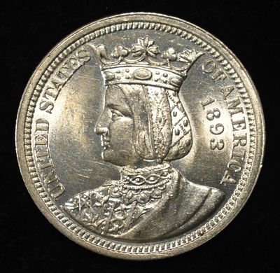 1893 ISABELLA QUARTER GEM BU. TOP RATED AUCTION HOUSE ESTIMATE $800 - $900.