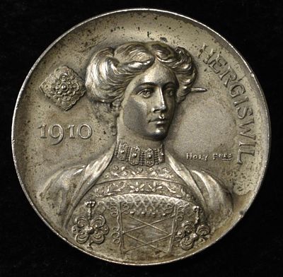 1910 SWISS SHOOTING MEDAL NIDWALDEN SILVER. LEADERS IN ON-LINE AUCTIONS ESTIMATE $250 - $300.