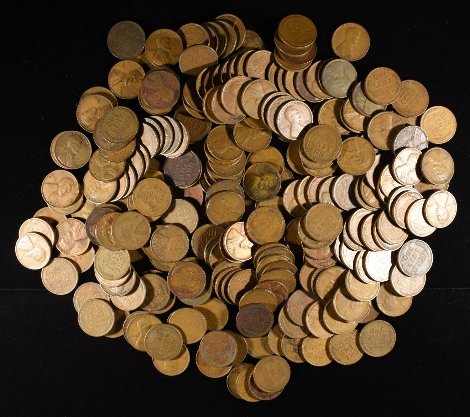 (250) WHEAT CENTS FROM THE 1930'S