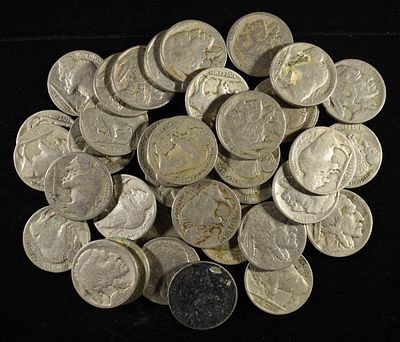 41 PARTIAL DATE BUFFALO NICKELS. NICE OLDER COINS FROM THE TEENS &TWENTIES ESTIMATE $80 - $100.