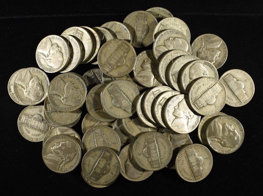 (50) WAR NICKELS. BID WITH SILVER CITY AUCTIONS ESTIMATE $170 - $220.