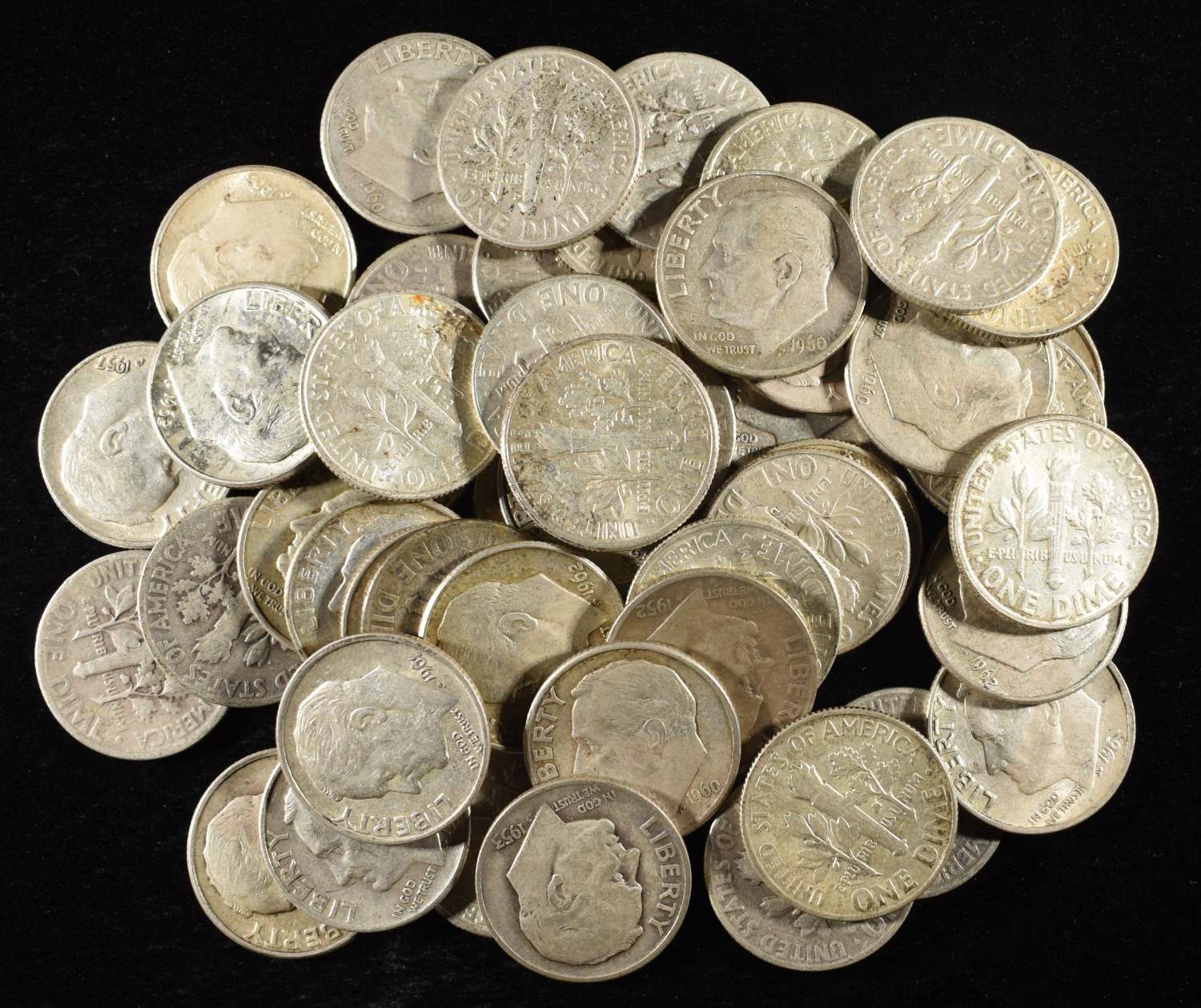 (50) ROOSEVELT DIMES 90% SILVER