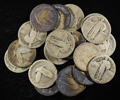 (20) STANDING LIBERTY QUARTERS. CHECK OUT OUR UPCOMING AUCTIONS ESTIMATE $310 - $360.