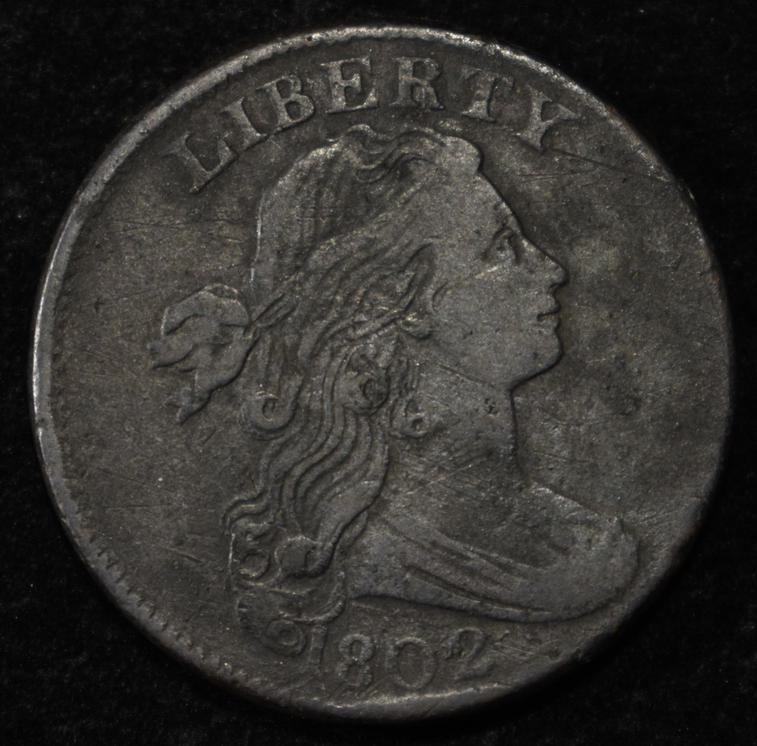 1802 DRAPED BUST CENT VF