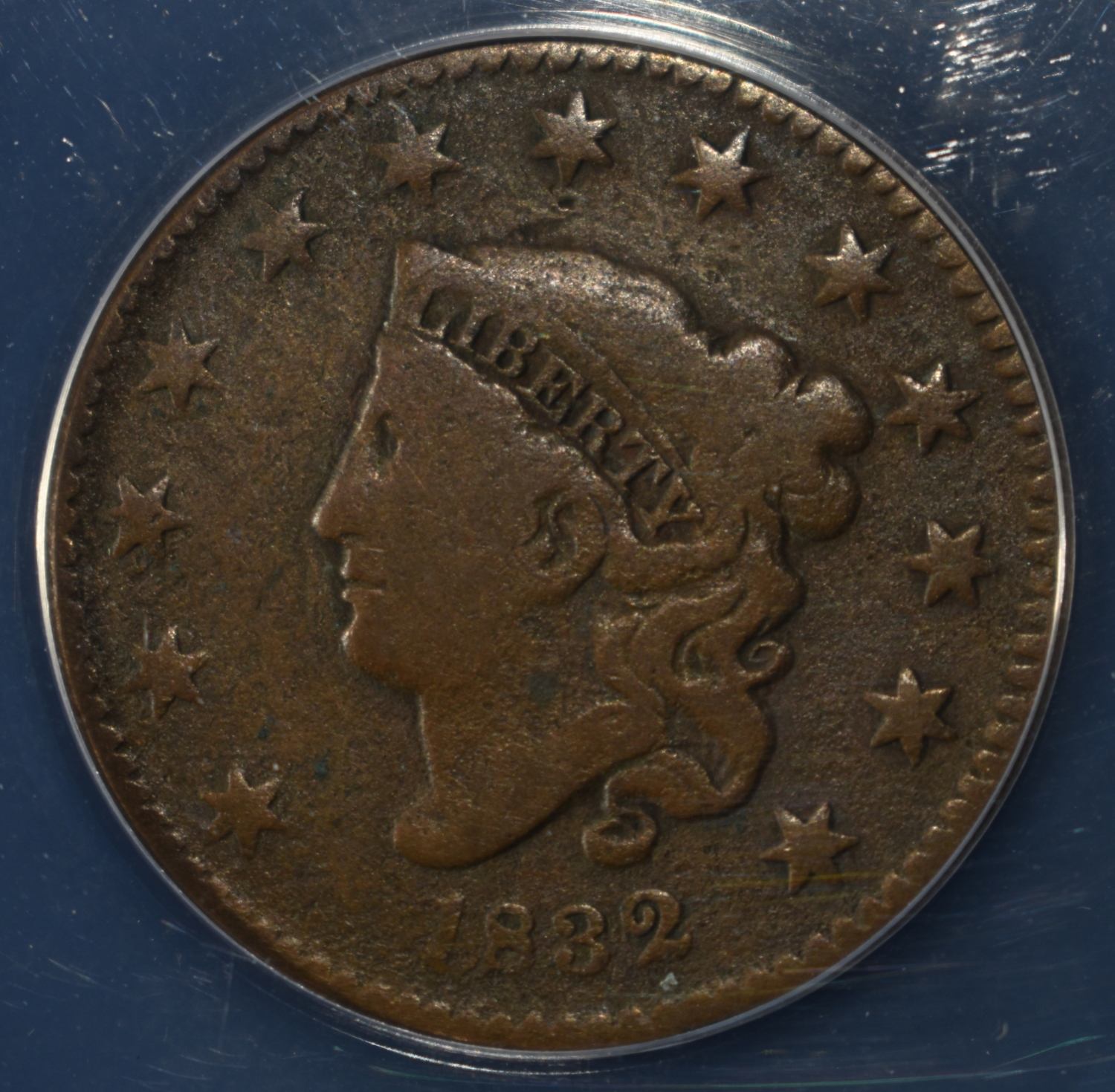 1832 CORONET HEAD LARGE CENT ANACS VG10