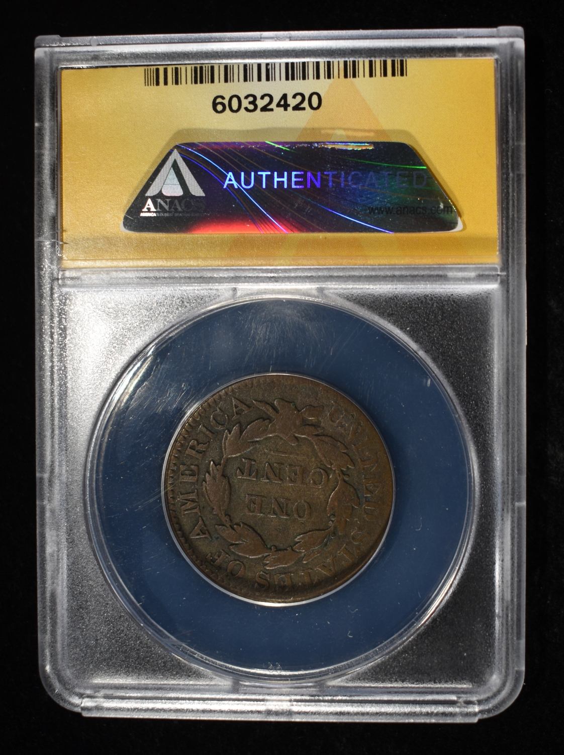 1832 CORONET HEAD LARGE CENT ANACS VG10