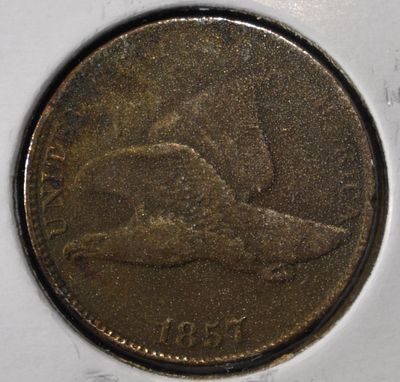 1857 FLYING EAGLE CENT. LEADERS IN ON-LINE AUCTIONS ESTIMATE $120 - $160.