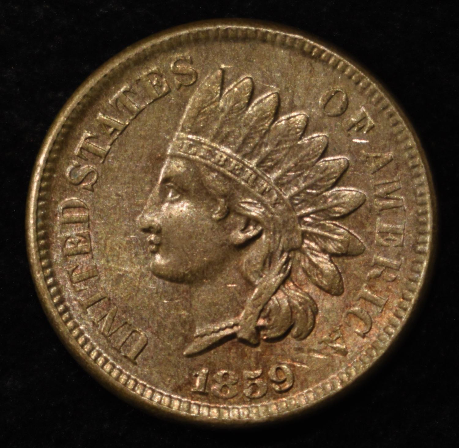1859 INDIAN CENT CH/GEM BU