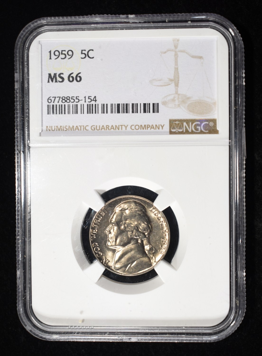 1959 JEFFERSON NICKEL NGC MS66