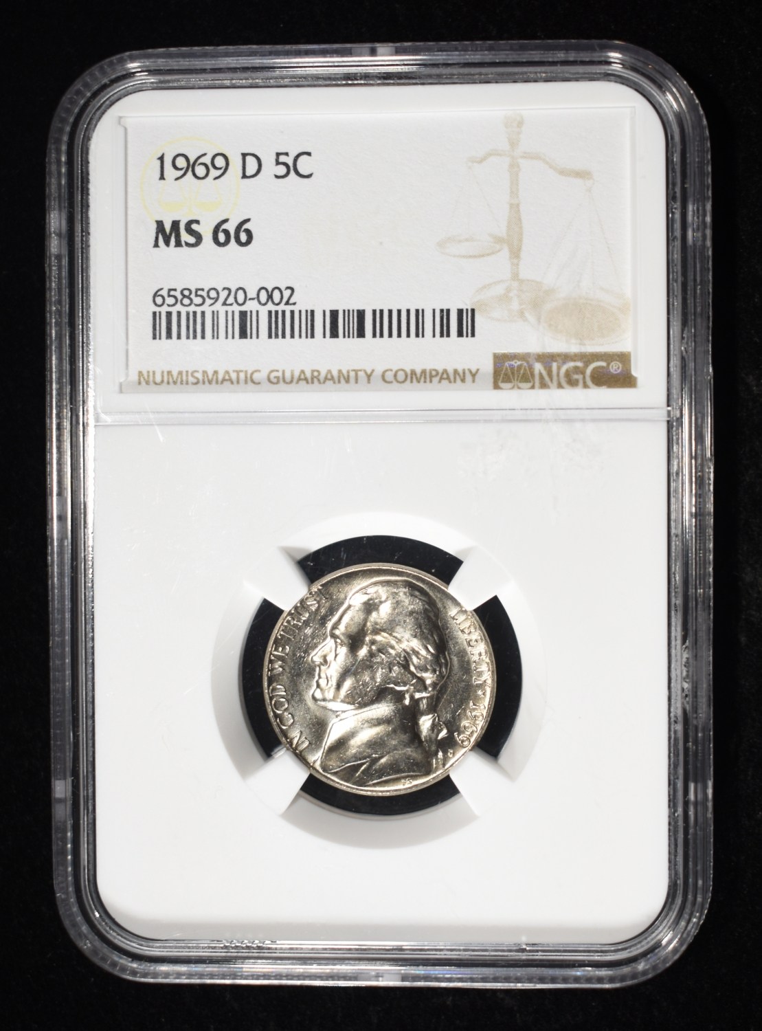1969-D JEFFERSON NICKEL NGC MS66