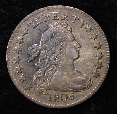 1805 DRAPED BUST DIME CHOICE ORIG AU/UNC. BID WITH SILVER CITY AUCTIONS ESTIMATE $5500 - $6000.