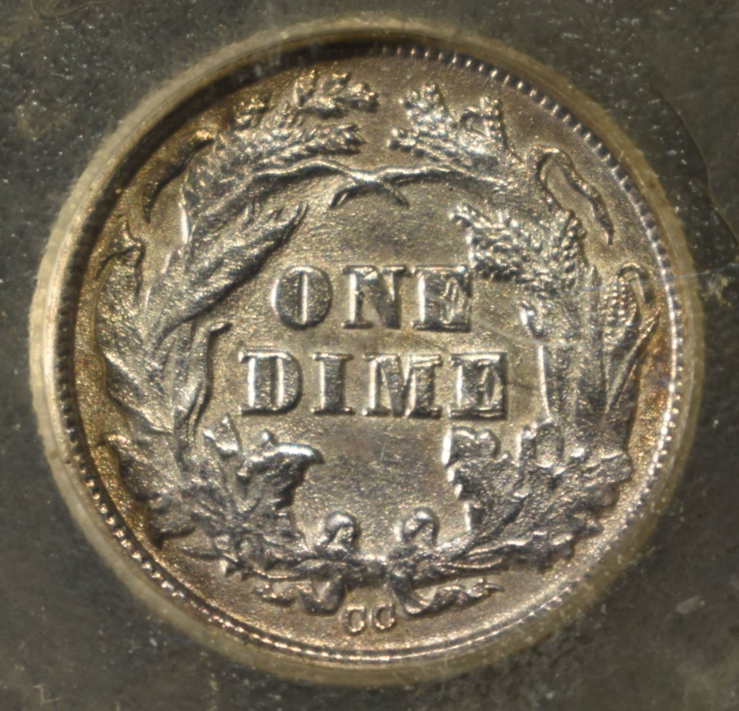 1876-CC SEATED LIBERTY DIME USCG CH/GEM BU DDR