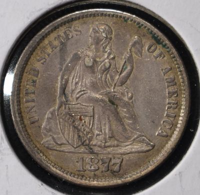 1877-CC LIBERTY SEATED DIME LOVELY ORIG UNC. LEADERS IN ON-LINE AUCTIONS ESTIMATE $360 - $410.