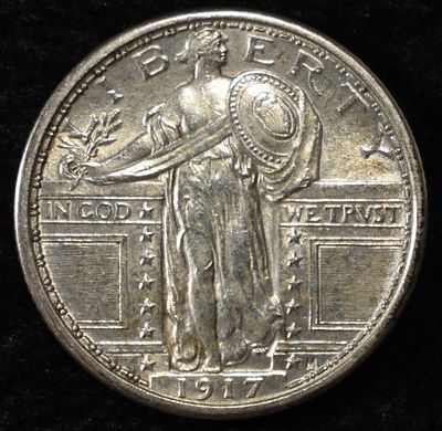 1917 T-1 STANDING LIBERTY QUARTER CH BU FULL HEAD. BID WITH SILVER CITY AUCTIONS ESTIMATE $675 - 