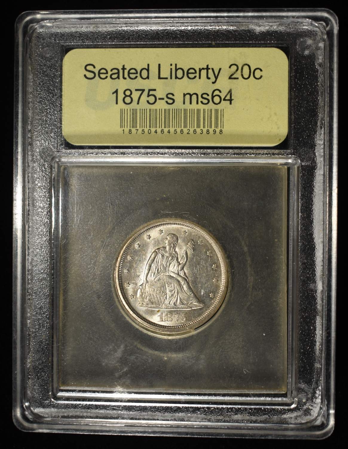 1875-S SEATED LIBERTY 20C USCG CH/GEM BU
