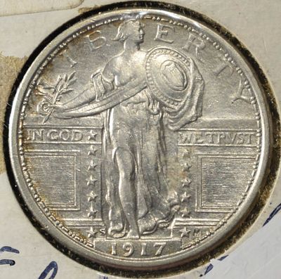 1917-S STANDING LIBERTY QUARTER NICE BU. LEADERS IN ON-LINE AUCTIONS ESTIMATE $450 - $500.
