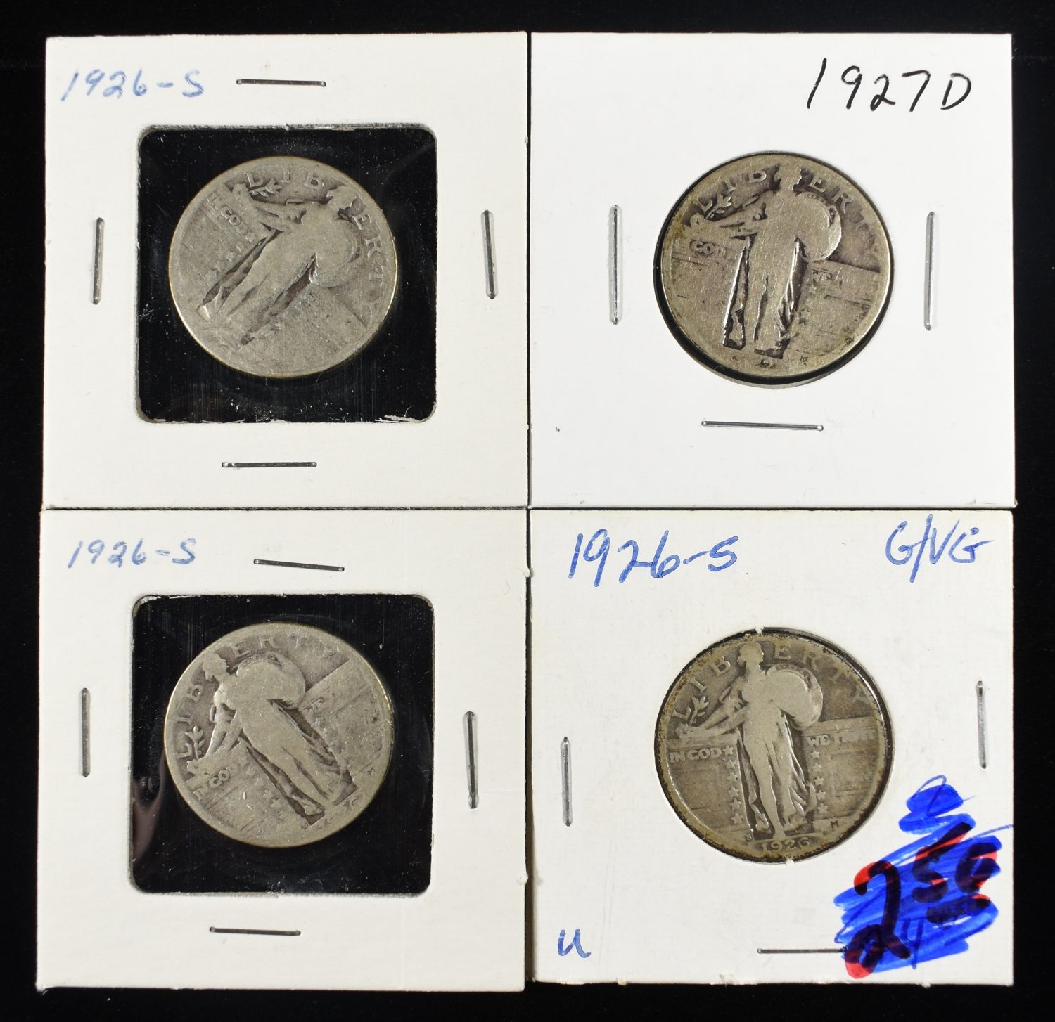 1927-D & (3) 1926-S STANDING LIBERTY QUARTERS