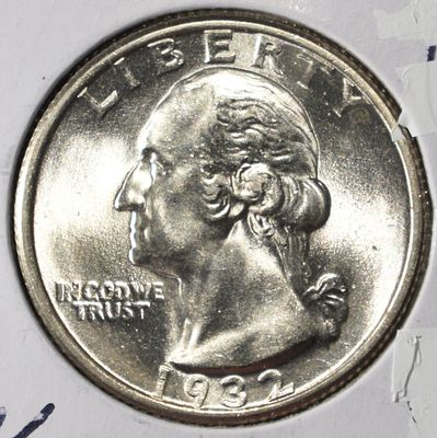 1932 WASHINGTON QUARTER VERY CHOICE BU. TOP RATED AUCTION HOUSE ESTIMATE $90 - $130.