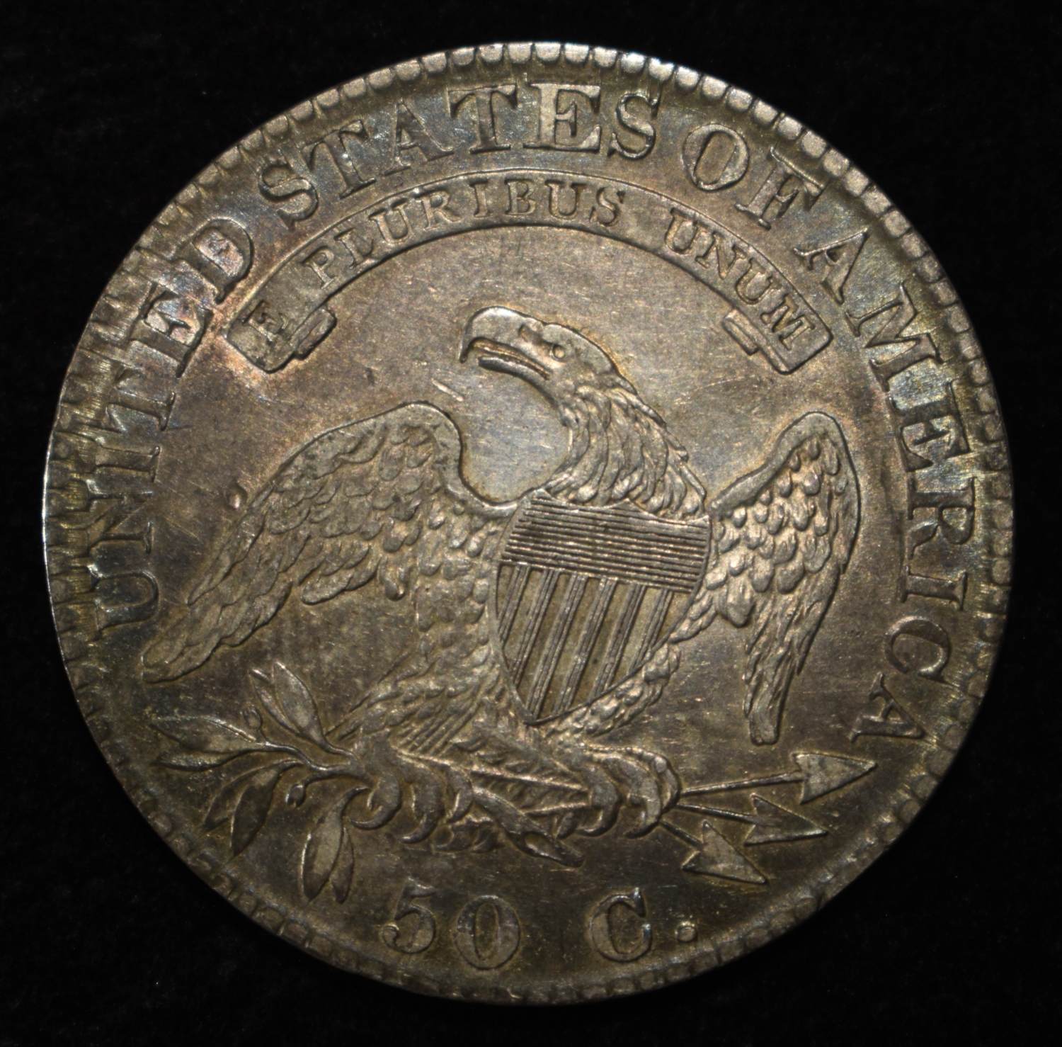 1822 BUST HALF DOLLAR XF/AU COLOR