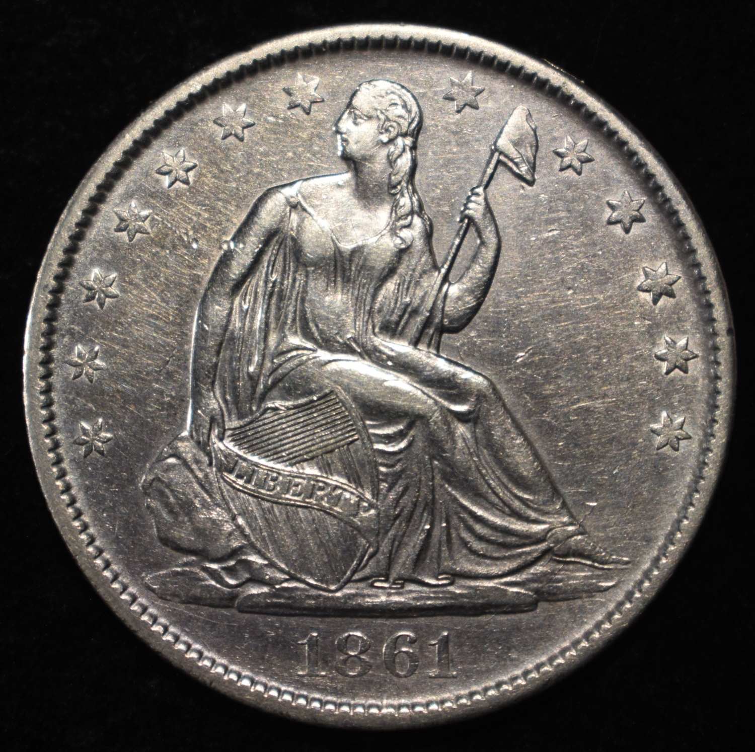 1861-O LIBERTY SEATED HALF DOLLAR AU/BU
