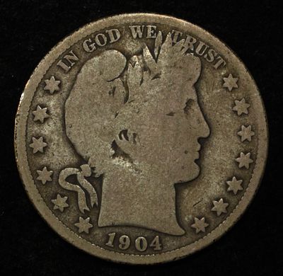 1904-S BARBER HALF VG. BID WITH SILVER CITY AUCTIONS ESTIMATE $150 - $200