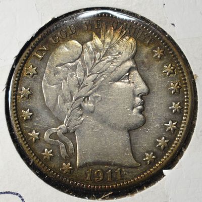 1911 BARBER HALF DOLLAR AU. TOP RATED AUCTION HOUSE ESTIMATE $370 - $420.