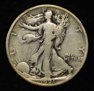 1921 WALKING LIBERTY HALF FINE. LEADERS IN ON-LINE AUCTIONS ESTIMATE $525 - $625.