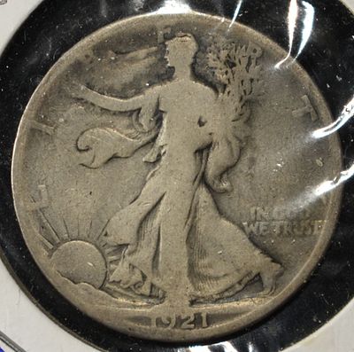 1921-S WALKING LIBERTY HALF DOLLAR VG. WEEKLY COIN & CURRENCY AUCTIONS ESTIMATE $130 - $180.