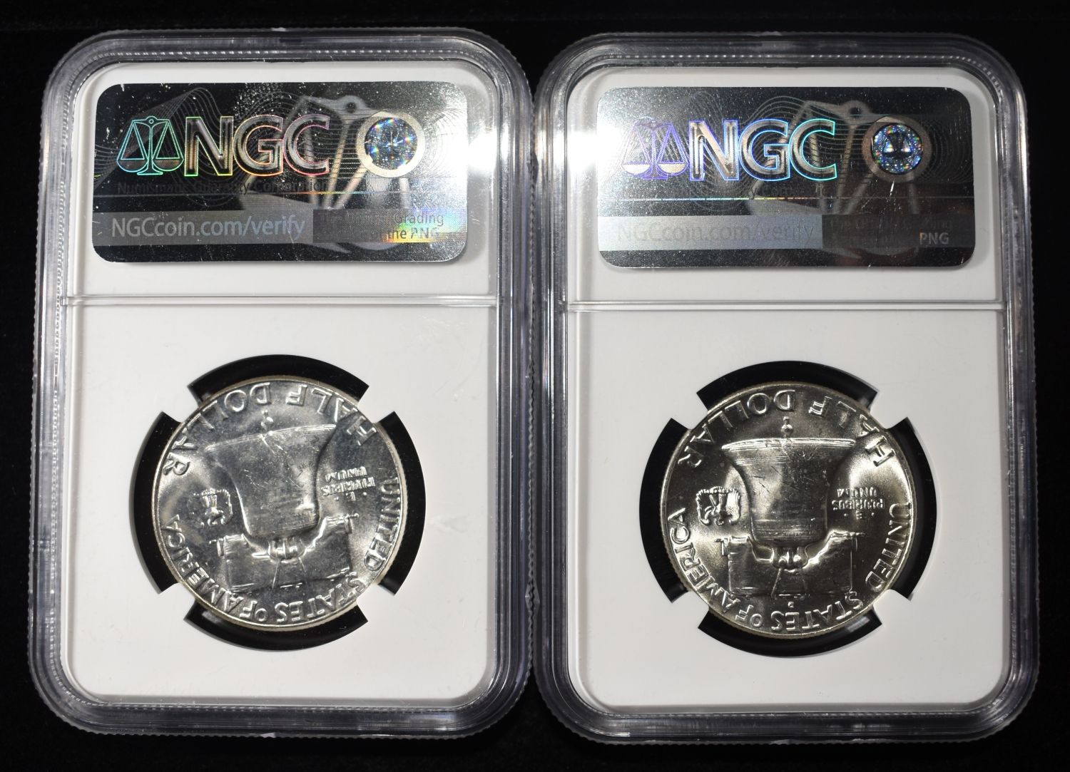 1961 & 1961-D FRANKLIN HALF DOLLARS NGC MS64