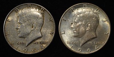 (2) 90% 1964 SILVER KENNEDY HALF DOLLARS. LEADERS IN ON-LINE AUCTIONS ESTIMATE $80 - $120.