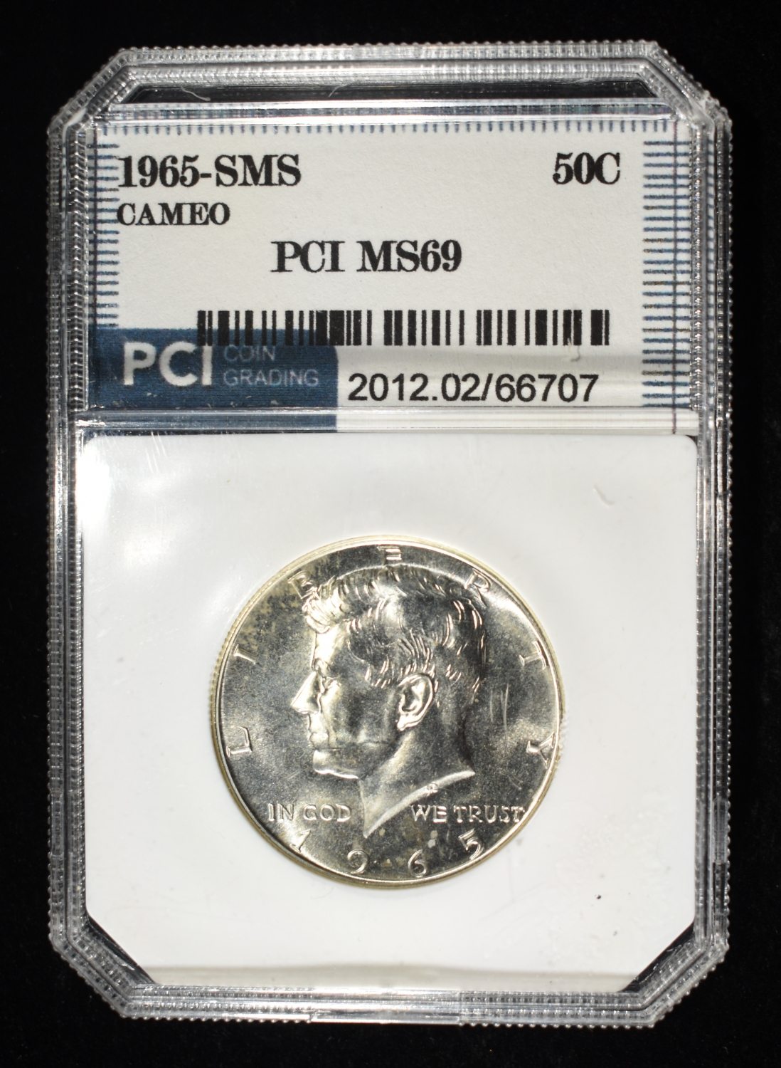 1965-SMS KENNEDY HALF DOLLAR PCI SUPERB GEM+ BU