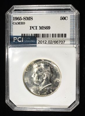 1965-SMS KENNEDY HALF DOLLAR PCI SUPERB GEM+ BU. LEADERS IN ON-LINE AUCTIONS ESTIMATE $1250 - $1450.