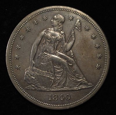 1840 SEATED DOLLAR BU. TOP RATED AUCTION HOUSE ESTIMATE $5500 - $6500.