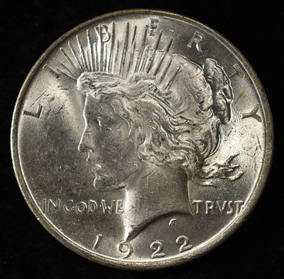 1922 PEACE DOLLAR BU. WEEKLY COIN & CURRENCY AUCTIONS ESTIMATE $100 - $130.