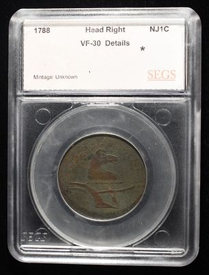 1788 NJ COLONIAL MARIS SEGS VF. BID WITH SILVER CITY AUCTIONS ESTIMATE $500 - $550.