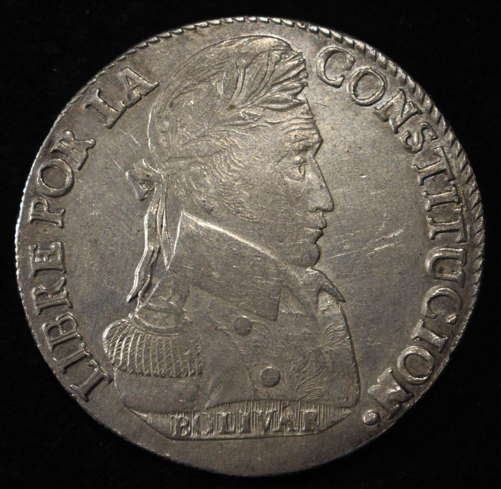 1838 BOLIVIA 8 SOL SILVER BU. WEEKLY COIN & CURRENCY AUCTIONS ESTIMATE $600 - $800.