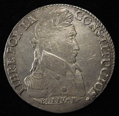 1838 BOLIVIA 8 SOL SILVER BU. WEEKLY COIN & CURRENCY AUCTIONS ESTIMATE $600 - $800.