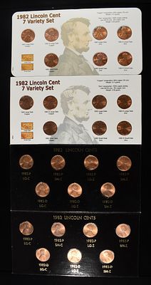 (4) 1982 LINCOLN CENT 7 VARIETY SETS. LEADERS IN ON-LINE AUCTIONS ESTIMATE $80 - $120.