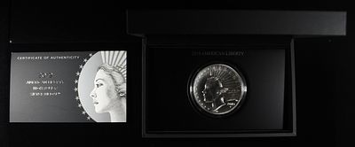 2019 AMERICAN LIBERTY HIGH RELIEF SILVER MEDAL. 2.50 OZ .999 SILVER ROUND ESTIMATE $300 - $350.
