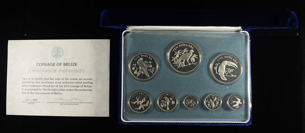 COINAGE OF BELIZE 92.5% PROOF SET. CHECK OUT OUR UPCOMING AUCTIONS ESTIMATE $300 - $350.