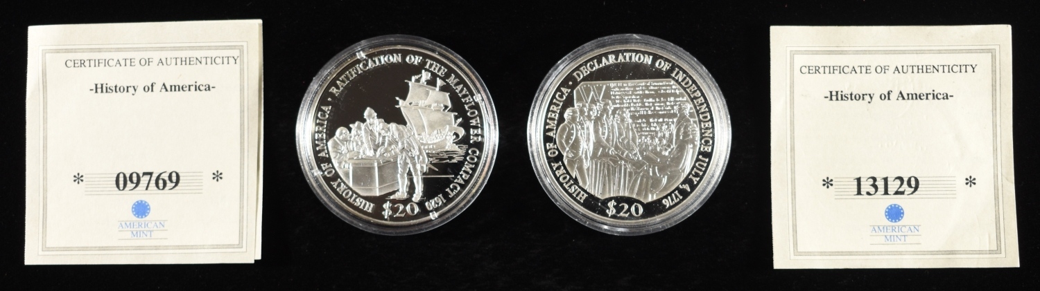 (12) LIBR $20 HISTORY OF AMERICA 20G 0.999 SILVER