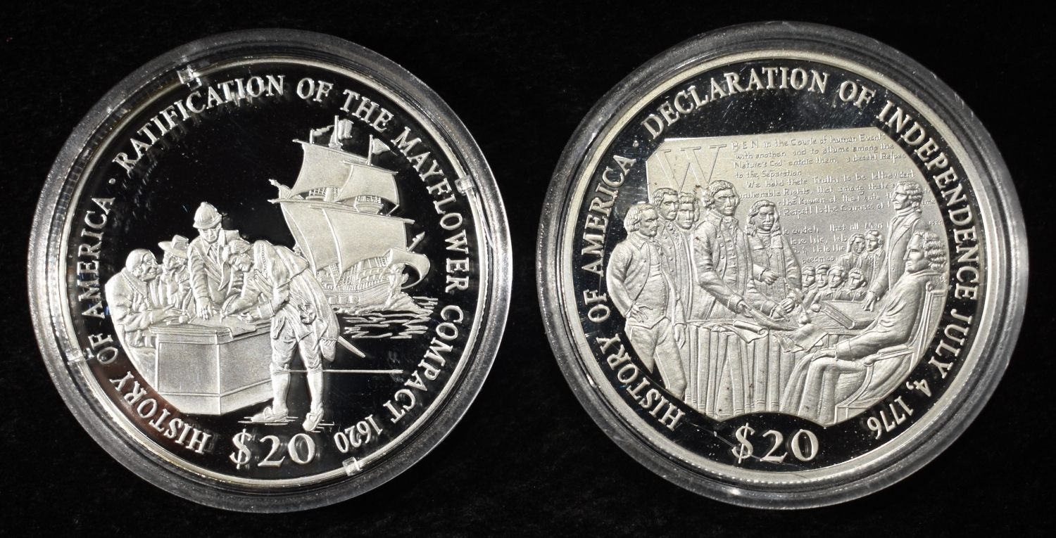(12) LIBR $20 HISTORY OF AMERICA 20G 0.999 SILVER