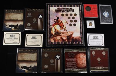 COLLECTORS LOT. 1976 U.S. BICENTENNIAL ANNIVERSARY MEDAL, 1972 EISENHOWER DOLLAR PROOF, LIBERTY 