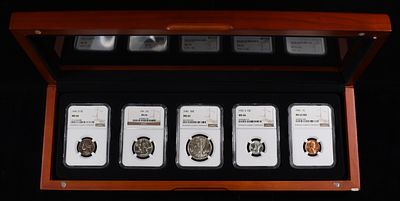 1941 DATE SET NGC MS62-66. 1941 WHEAT CENT NGC MS65RD, 1941-D JEFFERSON NICKEL NGC MS66, 1941-S 