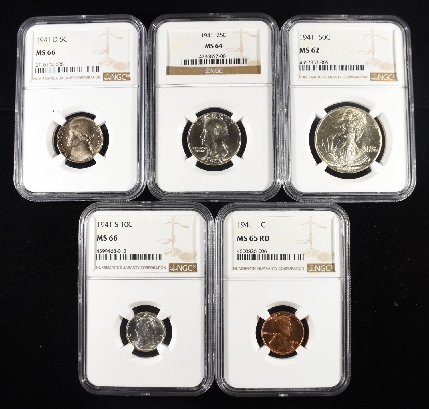 1941 DATE SET NGC MS62-66