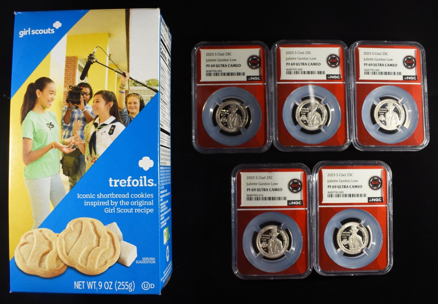 (5) 2025-S CLAD JULIETTE GORDON LOW 25C NGC PF69